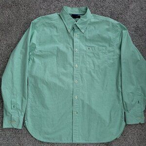 ***Men's Tommy Hilfiger Green White Plaid Button Down Shirt Large***